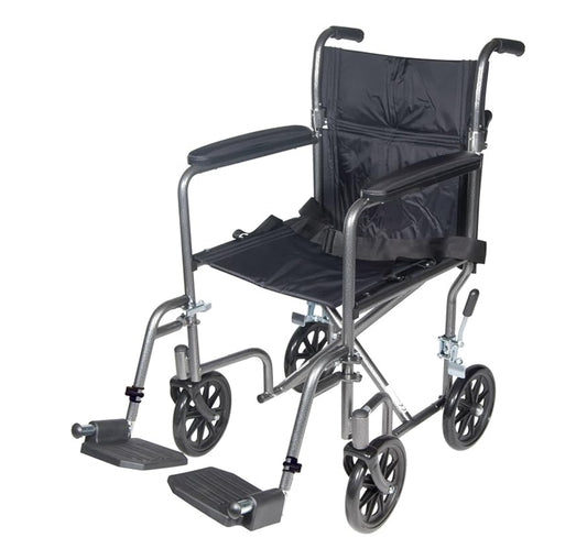 Lightweight Folding Transport Wheelchair with Swing-Away Footrest for rent