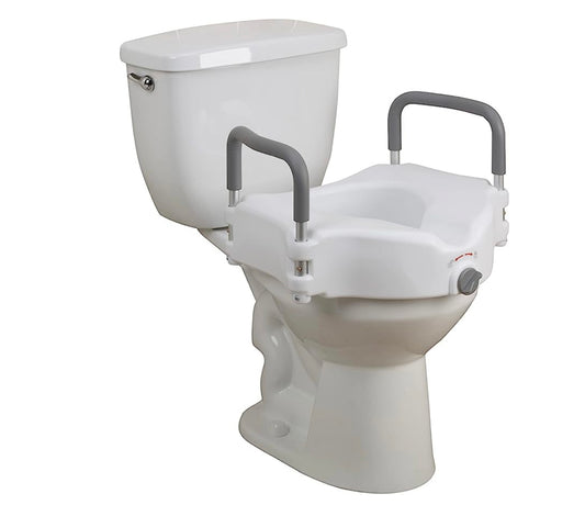 2-in-1 Raised Toilet Seat with Removable Padded Arms
